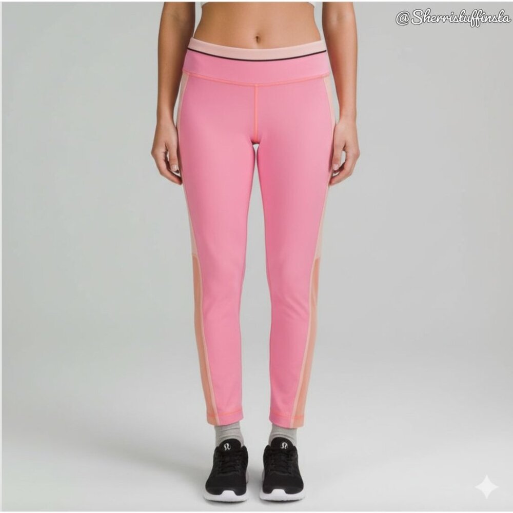 Lululemon Run Pace Tight 25" Bleached Coral Athletic Leggings Zip Pocket Size 8